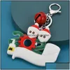 Key Rings Jewelry 2021 Fashion Keychain Christmas Tree Pendant Soft Plastic Mask Small Snowman Gift Drop Delivery Z1Vyu Dhrfu