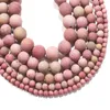 Beads Other 1strand Natural Matte Pink Red Rhodonite Stone Bead Round Spacer Loose Ballbead For Jewelry Making DIY Bracelet 4-12MM