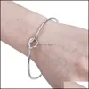 Link Chain Sale Tie Knot Heart Charm Bracelet Bangle For Women Sweet Sier Gold Rose Plating Open Wire Bridesmaid Jewelry Gift Drop Dhgrs