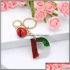 Rings Key Jewelry Gradiente de Navidad Carta de color Llavero Campana Camada Camada Charmas de soporte Lindo lente