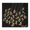 Pendant Necklaces Personalized Az Alphabet Choker Necklace Gold Rhinestone Crown Letters Women Men Hip Hop Jewelry P335Fa Drop Deliv Dh6Ma