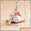 Nyckelringar smycken PREMOTIONAL GENTER SIMATION BASEBALL CHEAND LÄDER SOFTBALL SPORT KEYRING POCIELL SPOT Drop Delivery 2021 8W3FY DHYT2