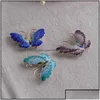 Pins Brooches Pins Jewelry Bocai Trend Real S925 Sier Burnt Blue Diy Accessories Elegant And Fashionable Cloisonne Butterfly Brooch Dh8Ps