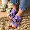 Slippels Dames schoenen Zomer Bohemie Tassel kwastjes Casual platte peep teen Sandalen slippen op slipper plus maat