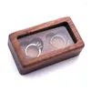 Bolsas de joyería bolsas de madera Caja de anillo doble portador de bodas Rústico con tapa desmontable magnética para el paquete de regalos de propuesta Womenj