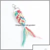 Key Rings Jewelry Boho Handmade Colorf Rame Keychain For Women Cotton Thread Weave Mermaid Bag Aessories Bijoux Drop Delivery 2021 Dhmco