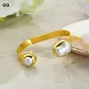 Armreif GuaiGuai Schmuck 15x21MM natürliche weiße barocke Keshi-Perle goldfarben plattiert ArmbandArmreif Lars22 Fawn22