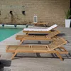 Лагеря мебель на открытом воздухе сплошная тиковая палуба кровать пляж роттан вилла эль -плавательный бассейн Престул Камень