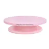 Baking Pastry Tools Diy Cake Turntable Stand Cream Decoration Accessories Pink/Purple/White Antiskid Round Table Kitchen 1Pcs Drop Dho3V