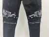 2023 Zwarte heren Divered gescheurde magere mooie kleurontwerper jeans ~ US-maat 28-36 jeans ~ tops kwaliteit slanke motorfiets moto biker causale denim broek hiphop jeans