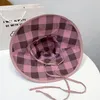 Wide Brim Hats Summer Spring Floppy Beach Sun Hat Lady Travel Vacation Protection Fisherman Cap Women Plaid Reversible Panama Eger22