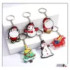 Porte-clés Bijoux Dessin Animé De Noël Porte-clés En Plastique Arbre Père Noël Bonhomme De Neige Porte-Anneaux Sac Accroche Mode Aessories Will And Sandy Drop Dhctb