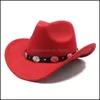 Chapeaux à large bord Automne Western Cowboy Chapeau Feutre Bowler Fedora Hommes Femmes Simple Pop Jazz Cap Quatre Saisons Cowgirl Drop Livraison Mode Oth82