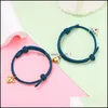 Link Chain Cute Heart Charms Connection Couple Bracelets Handmade Adjustable Link Lover Relationship Bracelet Magnetic Jewelry Set Dhjuy