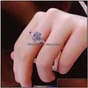 웨딩 반지 원본 925 Sier Square Ring Asscher Cut 시뮬레이션 다이아몬드 약혼 칵테일 여성 Topaz Finger Fine Jewelry Drop Deli Dhklh