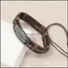 Charmarmband vintage brun svart korsl￤der armband f￶r m￤n kvinnor Jesus kristna religi￶sa smycken armband sl￤pp leverans ot1vr