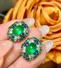 Stud -oorbellen Fijne sieraden 2.55ct Real 18K White Gold Au750 Natural Emerald Gemstones Diamonds for Women Presentsstud Effi22