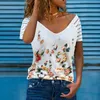 Kvinnors T -skjortor Summer Casual Loose Shirt Ladies Hedging Print Short Sleeved Tops Fashion Plus Size Clothing