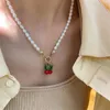 Pendentif Colliers FFLACELL Corée Mode Naturel Perle D'eau Douce Cerise Collier Français Vintage Clavicule Chaîne Pour Femmes Fille Bijoux