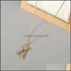 Pendant Necklaces Personalized Az Alphabet Choker Necklace Gold Rhinestone Crown Letters Women Men Hip Hop Jewelry P335Fa Drop Deliv Dh6Ma