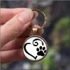 Key Rings Jewelry Cute Animal Printing Chains Dog Cat Claw Paw Footprints Glass Cabochon Pendant Car Ring Creative Gifts For Men Dro Dhhq0