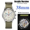 Armbandsur färg män 42 38mm kronograf 1963 klockor Seagull Movement Goosenhals Mechanical Watch Sapphire Hardlex AcrylicWristwatches WR