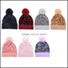 Beanie/Skull Caps Woman Street Sequin Knitted Beanie Hat Ladies Fur Ball Fashion Thick Winter Hats Woolen Cap Thickened Warm Detacha Ots1P