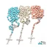 Pendentif Colliers 3 Couleurs Perle Chapelet Collier De Mode À La Main Croix Chaîne Religieux Jésus Prière Charme Bijoux P228Fa Drop Deliv Dhq1K