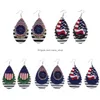 Dangle Chandelier Fashion Jewelry Independence Day Pu Leather Earrings Glitter Mtilayer Faux Drop Delivery Dhu5E