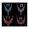 Br￶llop smycken set kvinnor bling crystal brud set sier diamant uttalande halsband dingle ￶rh￤ngen f￶r brud brudt￤rnor accessorie dhgaq