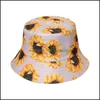 Wide Brim Hats Sunflower Bucket Hat In Cotton Fisherman Cap Travel Sunhat Outdoor Panama For Men Women With Flat Top 3450 Q2 Drop De Dhajg