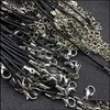 Artes e artesanato Cordamento de couro preto 45cm Chain Chain Colar Corda Pingente Jóias Acessório Droga Droga Home Garden Dhnka