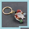 Bagues clés Bijoux Pierre naturelle brute Pierre précieuse Bague Quartz Améthyste Oeil de Tigre Cristal Porte-clés Agate Ore Méditation Pendentif Hangbag Dhqb1