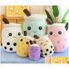 Gevulde pluche dieren schattige melkthee zacht speelgoed poppen kussen kussen plushie roze bubbel kinderen cadeau groothandel drop levering geschenken dhgkl