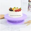 Backen Gebäck Werkzeuge 28 cm Kuchen Drehteller Ständer Dekoration Diy Form Rotierenden Stabilen Rutschfesten Runden Tisch Küche 8Z Drop Lieferung ho Dhety