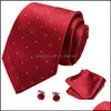 Set di cravatte set di lussuoso maschile cravatte da uomo floreale in oro nero paisley tasca quadrata gemella per feste di nozze drop drop consegna accessori ottai