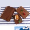 DHL rechthoek zwarte walnootplaten delicate keuken houten fruit groene broodcake gerechten multi -size thee eten snackbladen bb0123