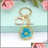 Key Rings Jewelry Cute Daisy Flower Keychains Epoxy Resin Round Pendant Keyring Holder Women Girls Car Chains Charm Bag Gifts Drop De Dhtfe