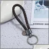 حلقات رئيسية المجوهرات قديمة Sier Ring Simple Coin Charm Hand Weave Pu Leather Keychain Bag Fashiono للنساء Will and Sandy dhwjt
