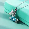 Pendant Necklaces Tassina Blue Horse Pendants Minimalist Crystal Gold Color Party Neckless For Women Drop Shopping Fashion Jewelry