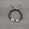 Fili di perline 8mm Bianco Turchese Roccia vulcanica Bracciale intrecciato regolabile Pietra naturale Bracciale a catena con perline Accessori moda Uomo