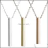 Pendant Necklaces Custom Personalized Vertical Bar Necklace Sier Engraved Date Name For Women Wedding Jewelry Anniversary Mom Gift D Ot2O9