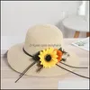 Chapeaux à large bord Big St Panama Hat Summer Beach Caps Femme Casual Lady Femmes Flat Bowknot Cap Girls Sun 3448 Q2 Drop Delivery Fashion Dhqu6