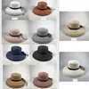 Wide Brim Hats Summer For Women Straw Boater Flat Top Sun Hat Ladies Elegant Beach Cap Sombreros Mujer Verano Hepburn Black