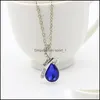 Pendant Necklaces Fashion Womens Teardrop Shaped Necklace Austrian Crystal Rhinestones Tear Drop Charm Sier Plated Chain For Ladies Oti4H