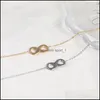 Link Chain Gold Sier Digital 8 Charms Bracelet For Women Fashion Infinity Symbol Stainless Steel Bracelets Personality Party Jewelr Dhlc5