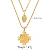 Chaînes Mode 2pcs Collier Pendentif Séparé Pour Hommes Femmes Boîte Curb Chaîne Croix Jésus Vierge Marie Charms Religion Bijoux DS151