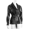 Women's Jackets 2023 Spring Jacket Cool Pu Leather Black With Belt Turn Down Collar Open Stitch Women Coat Chaqueta Mujer