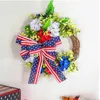 Decoratieve bloemen kransen krans patriottische onafhankelijkheidsdag decoratie voor de VS met geschilderd houten thuis