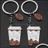 Key Rings Jewelry Coffee Bean Cup Ring Metal Enamel Keychain Bag Hanging Women Men Fashion Will And Sandy Drop Delivery 2021 Ufyga Dh0Sf